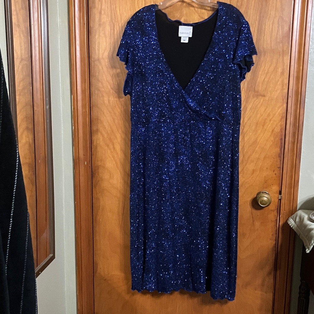 Fashion Bug Royal Blue Sparkle Midi Dress